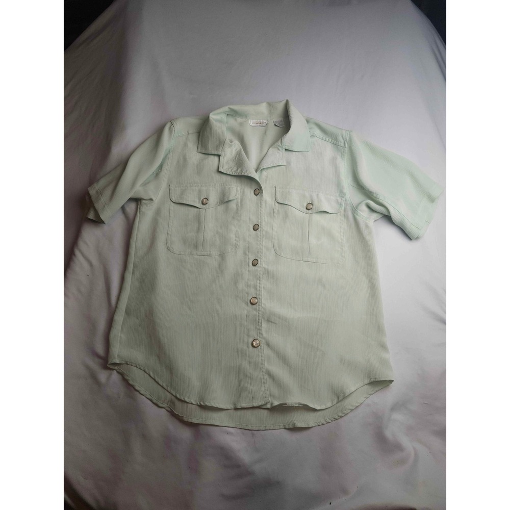 Cymbrion Mint Green Short Sleeve Button Down Shirt Womens Top Size 14